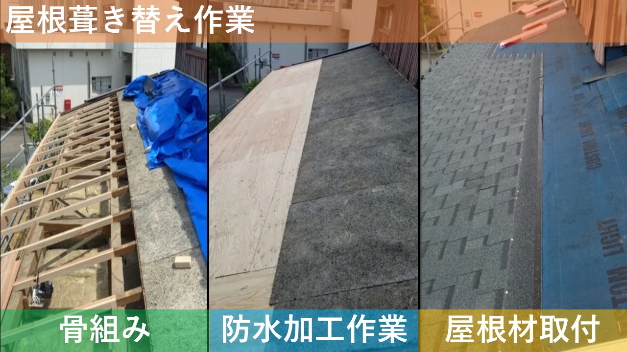 屋根葺き替え作業