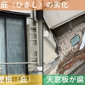 【現場レポート】新潟市東区大山 U様邸：雨漏り工事：現場調査 庇（ひさし）の劣化