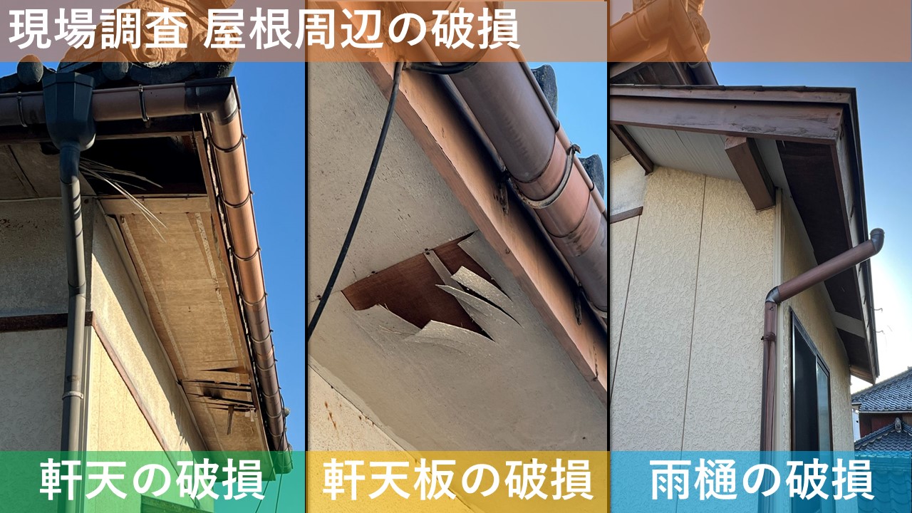 現場調査 屋根周辺の破損