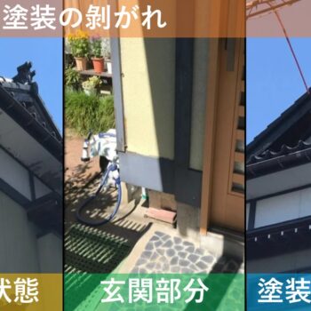 【現場レポート1】 新潟市東区 W様邸：雨漏り修理工事：現場調査 塗装の剝がれ