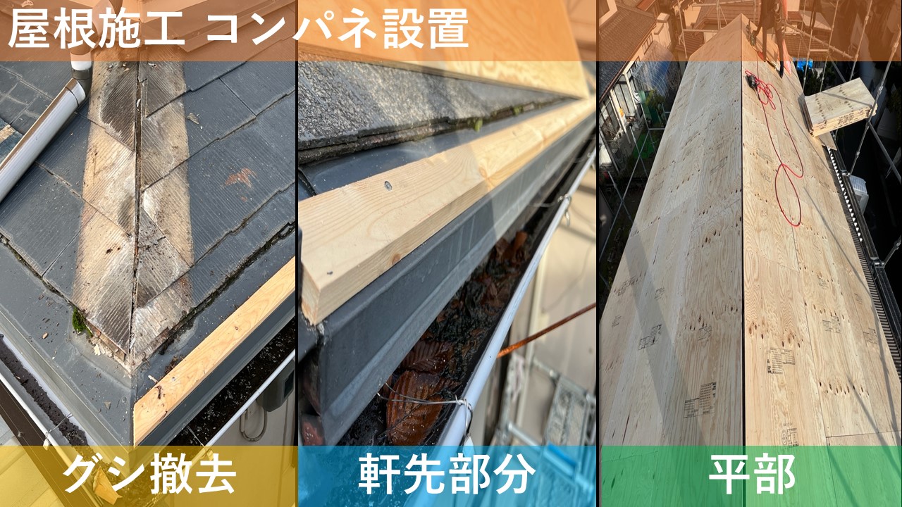 屋根施工 コンパネ設置
