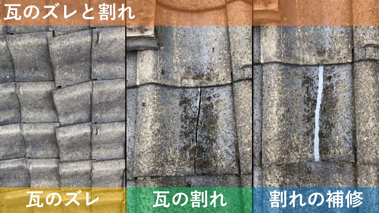 瓦のズレと割れ