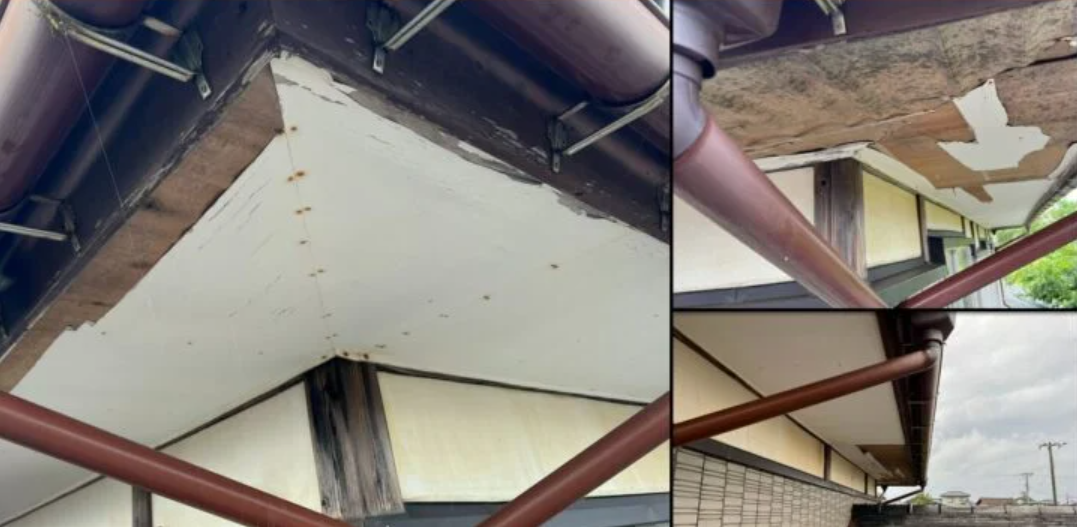 現場調査 瓦屋根 軒天部分