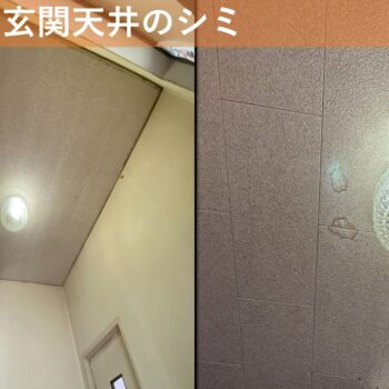 【現場レポート1】新潟市北区木崎 T様邸：屋根揚げ替え工・雨漏り修理工事：現場調査 玄関天井のシミ