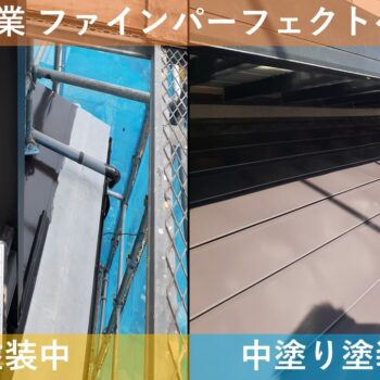 【現場レポート】新潟市北区美里 T様邸：外壁からの雨漏り修繕工事：中塗り作業ファインパーフェクトベスト