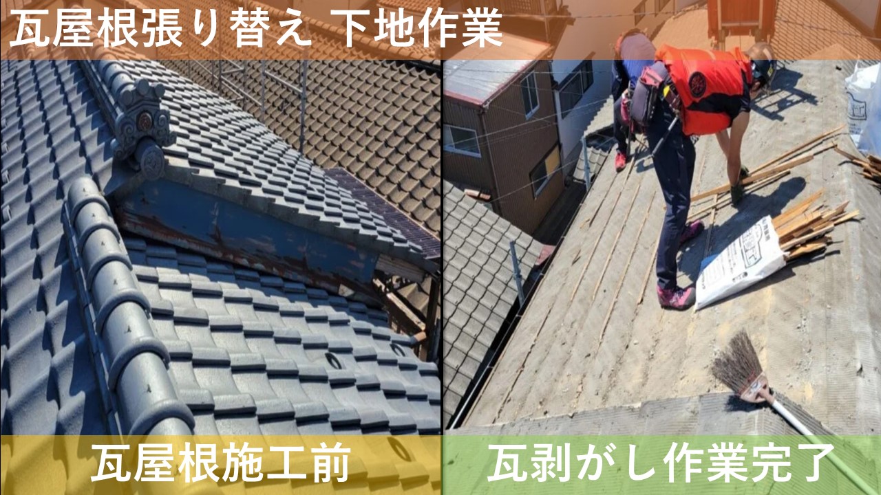瓦屋根張り替え 下地作業