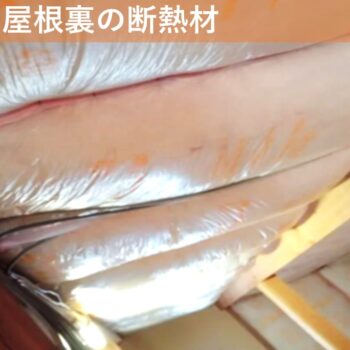【現場レポート1】新潟市東区小金町 H様邸：雨漏り工事：現場調査 屋根裏の断熱材