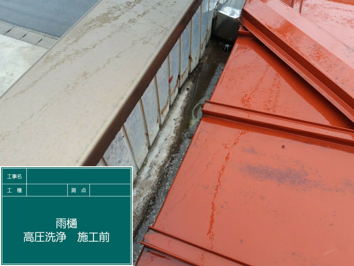 雨どいの汚れ（現場調査）