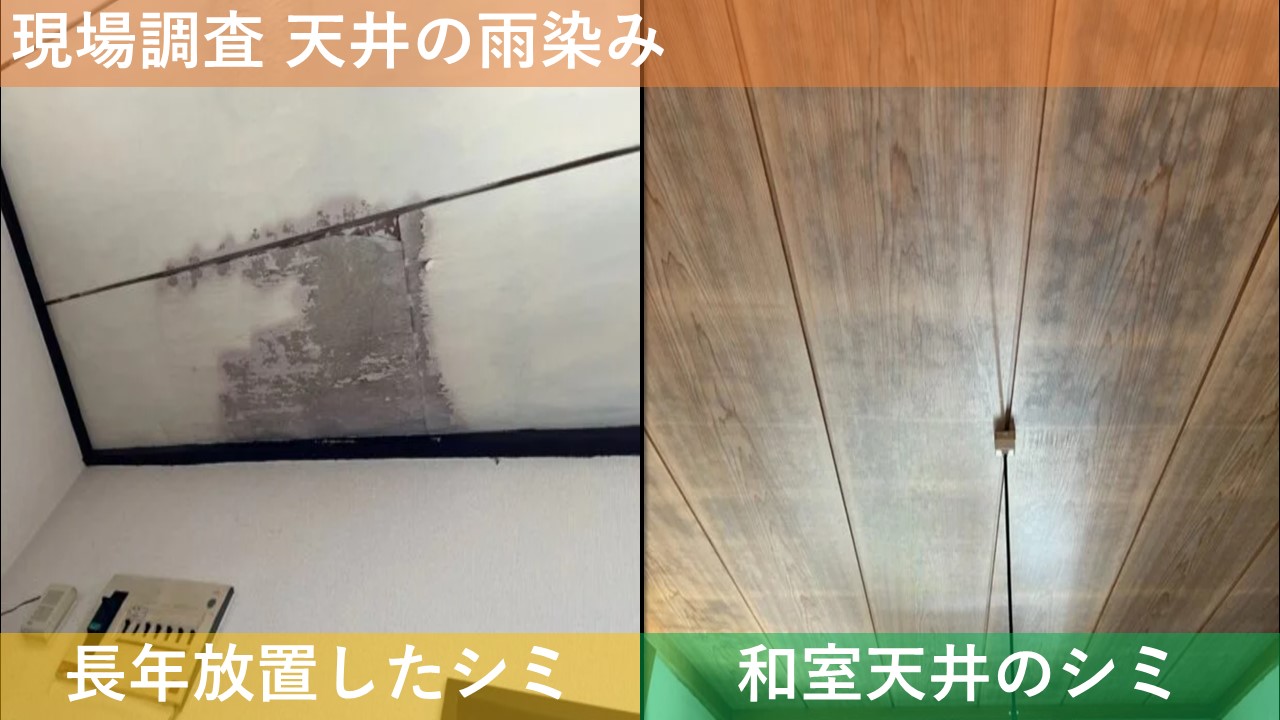 現場調査 天井の雨染み