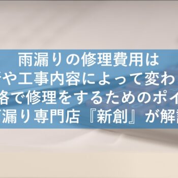新潟市で雨漏りの修理費用！適正価格で修理をするためのポイントを雨漏り専門店『新創』が解説。場所や工事内容で変わる価格