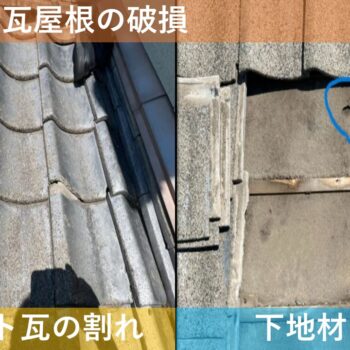 【現場レポート】新潟市東区寺山 F様邸：屋根揚げ替え工事・雨漏り修理工事：現場調査 瓦屋根の破損