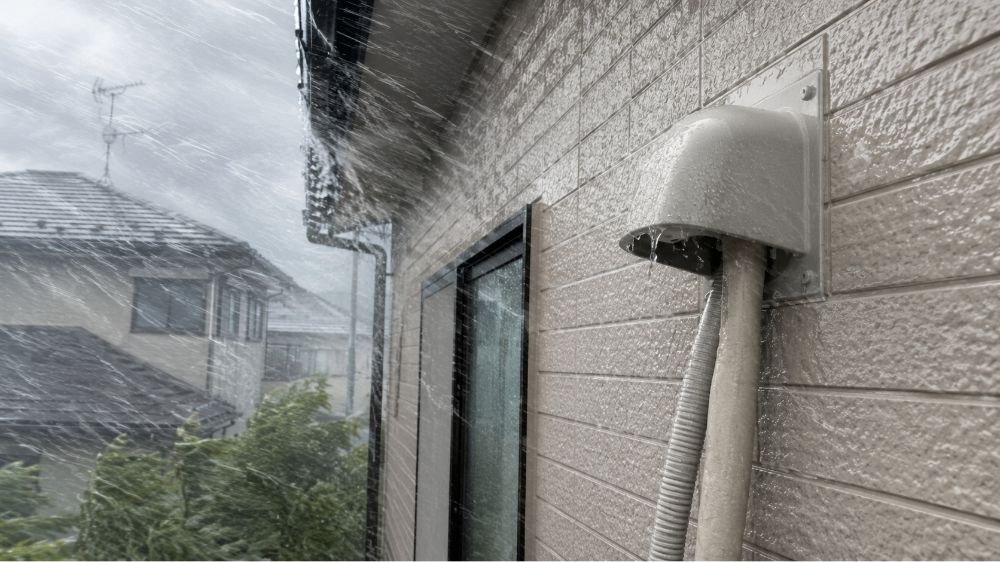 横殴りの雨のときだけ漏れるなら外壁の貫通部も疑います