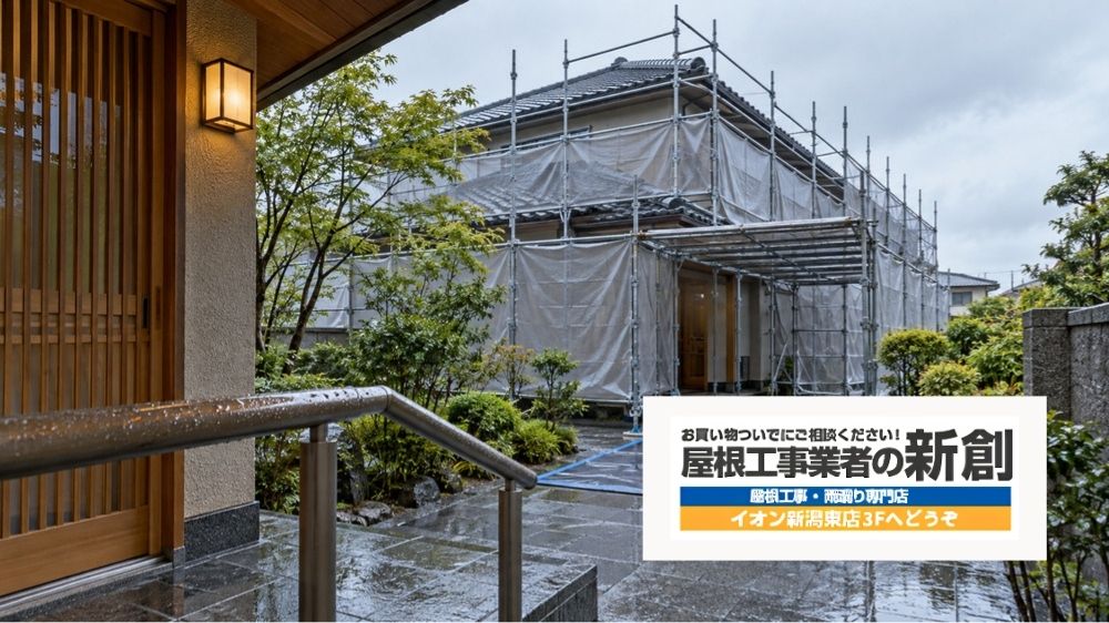 新潟市の雨漏り修理と足場の相談は屋根工事業者の新創へ